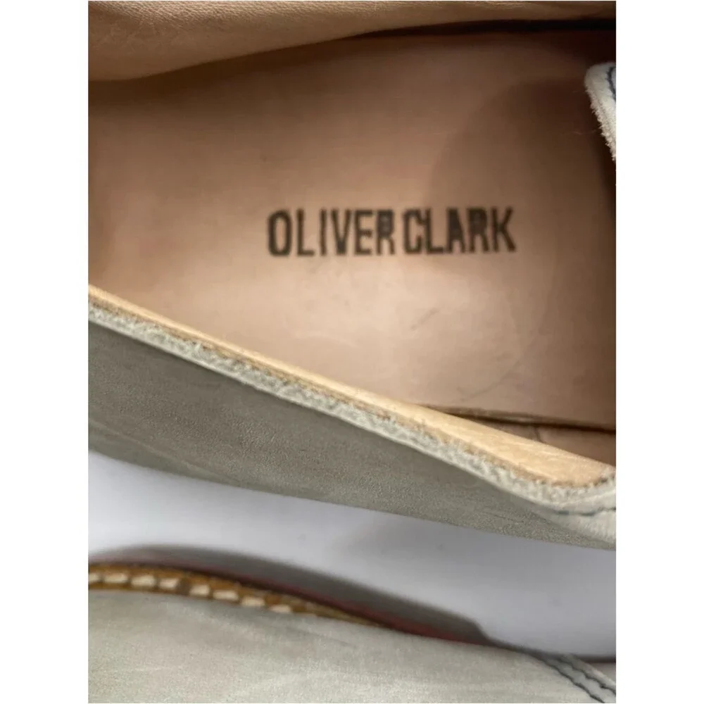 Oliver Clark Italian Leather Oxford Shoes 10 Handmade Blue Gray Preppy Americana